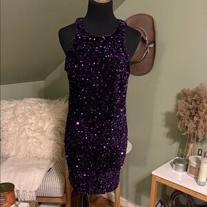 Dazzling Purple Sequin Mini Dress